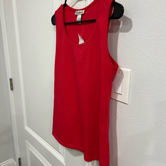 Susan Bristol Red Sleeveless Stretch Knit Scoop Neck Tank Top Size Large Summer - Picture 3 of 9